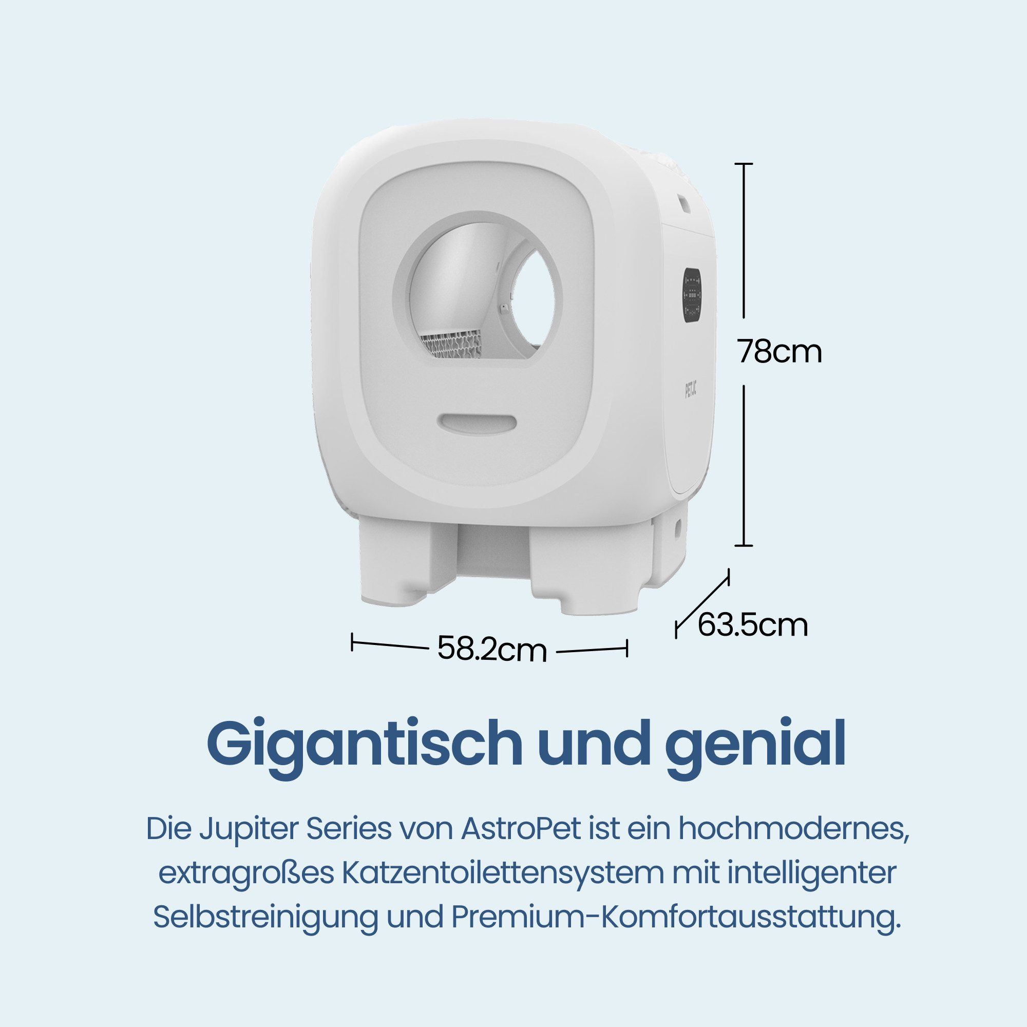 AstroPet Katzentoilette Smartes Selbstreinigendes Katzenklo Jupiter Series Pro App-Steuerung, 63,5x58x74,3 cm, smartes & selbstreinigendes Katzenklo