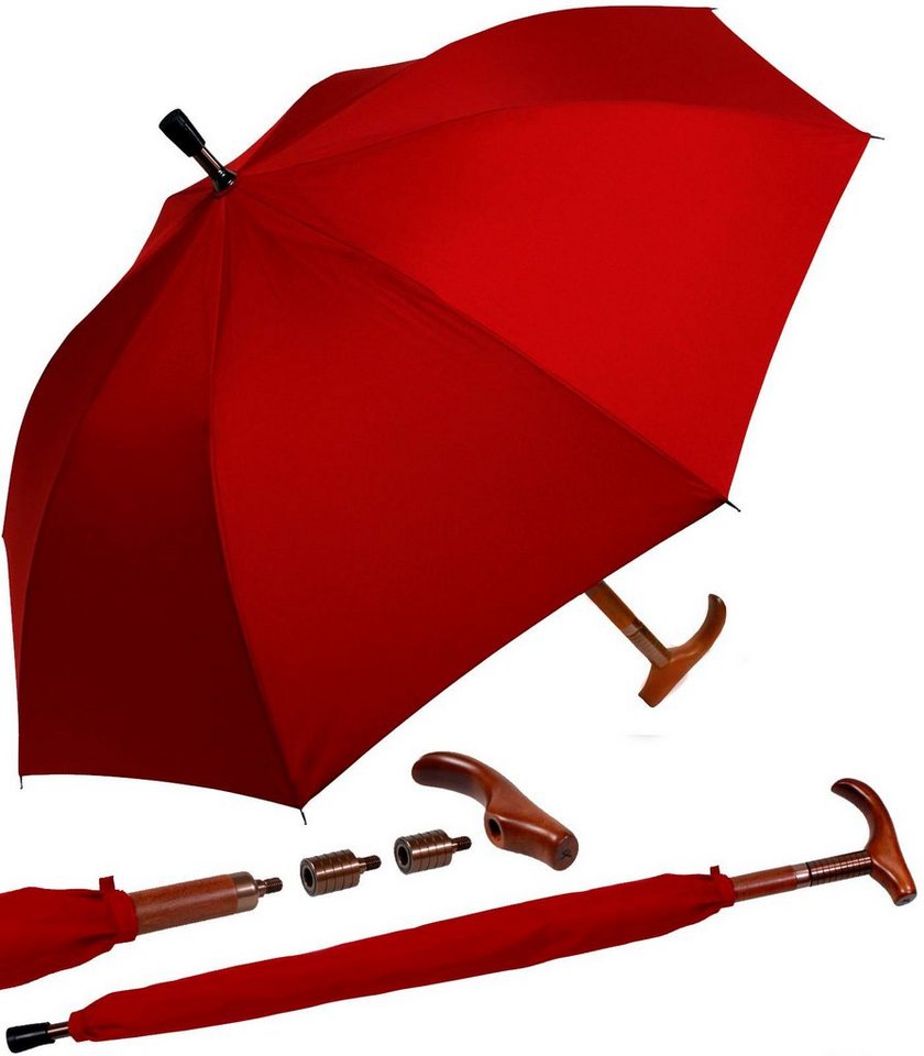 iX-brella Stockregenschirm Stützschirm mit Holzgriff - höhenverstellbar, sehr stabil, im klassischen Design