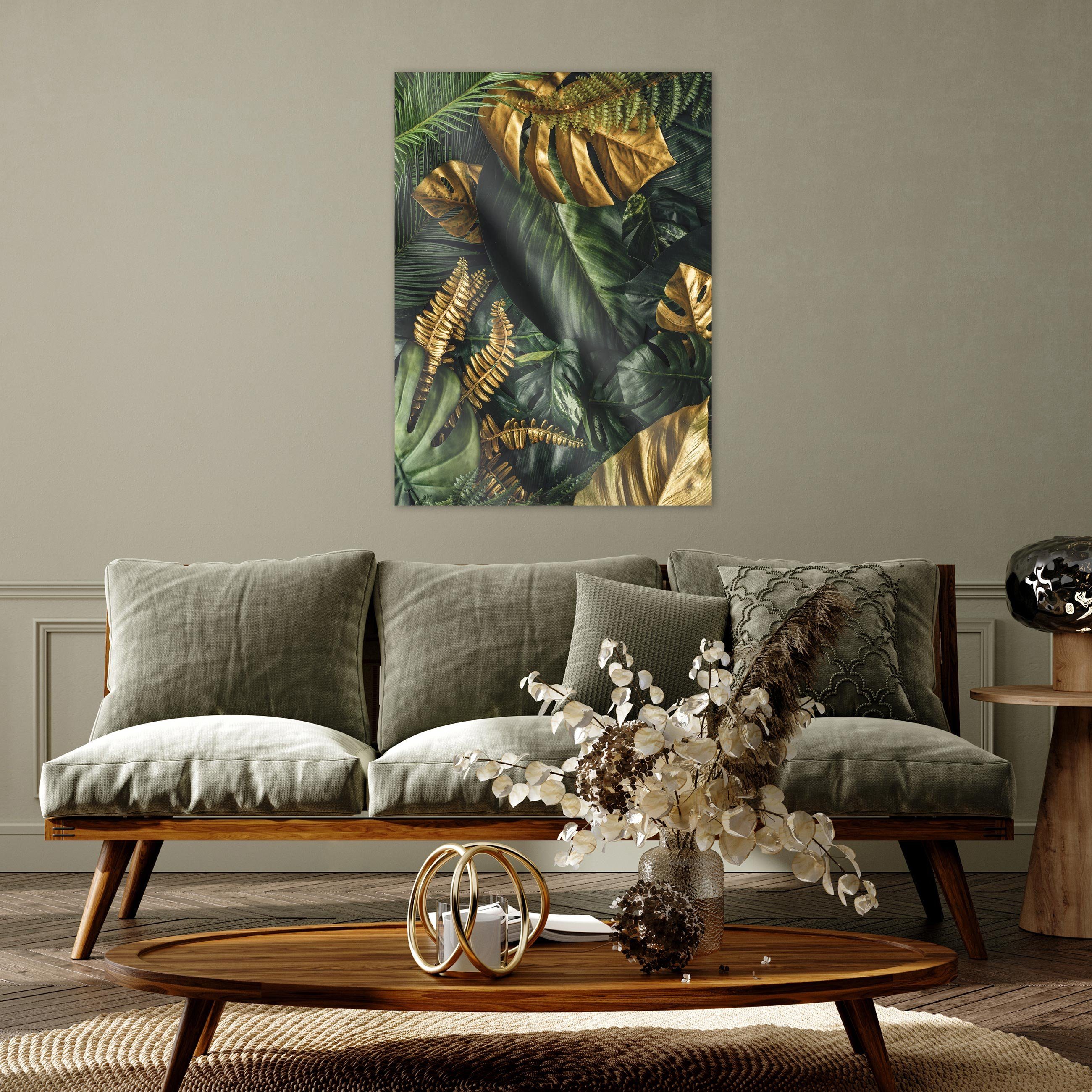 Wallarena Poster Blätter Grün Gold Wohnzimmer Schlafzimmer Kunstdruck Wandb günstig online kaufen