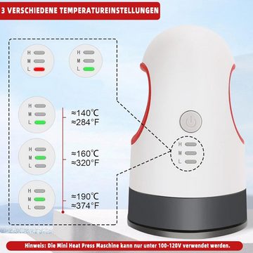 DOPWii Bügelsystem Tragbare Wäschepresse mit einstellbarer Heiztemperatur, für das Heißpressen von T-Shirts, Masken und Schuhen