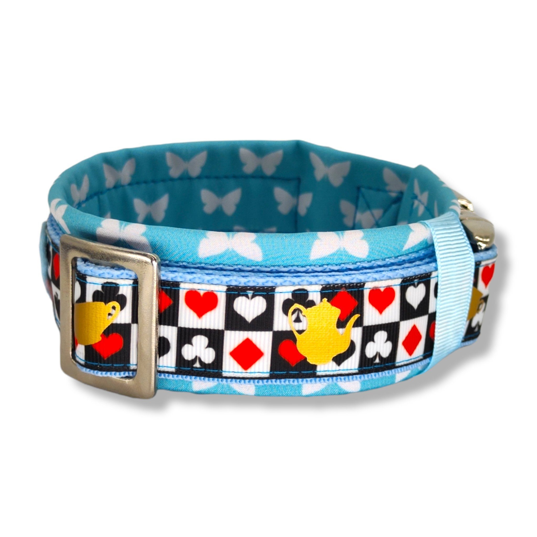 D by E Couture Hunde-Halsband "Wonderland III", gepolstert, verstellbar, 30mm breit, Handmade
