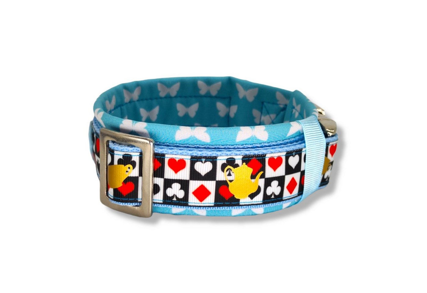 Thumbnail - D by E Couture Hunde-Halsband "Wonderland III", gepolstert, verstellbar, 30mm breit, Handmade