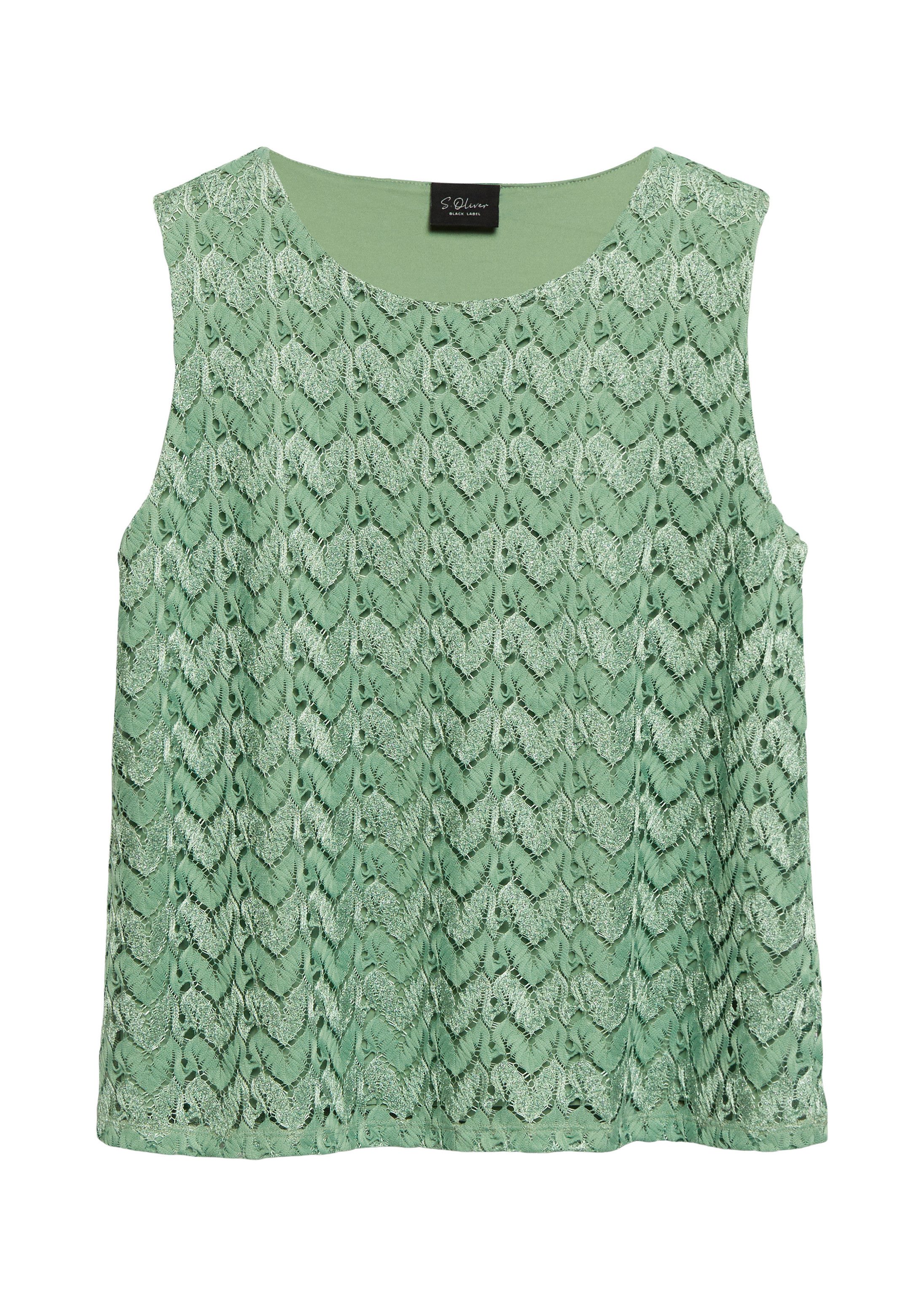 s.Oliver Muskelshirt T-Shirt Top mit Glitzergarn und Ajourmuster