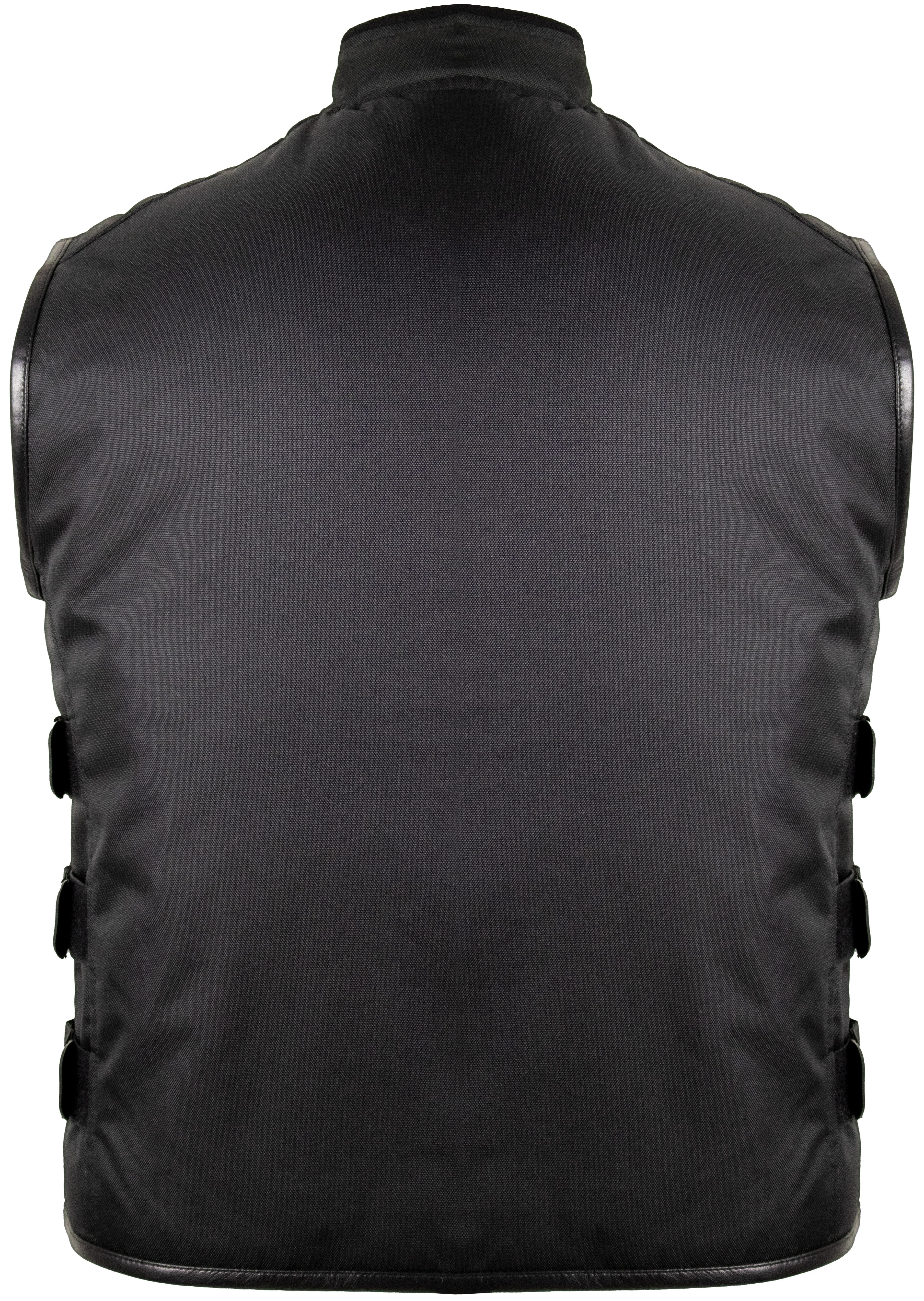 MDM Motorradweste Textil Biker Motorradweste mit Klettverschlüssen in schwarz Leichte Sommer Biker Weste im SWAT Stil