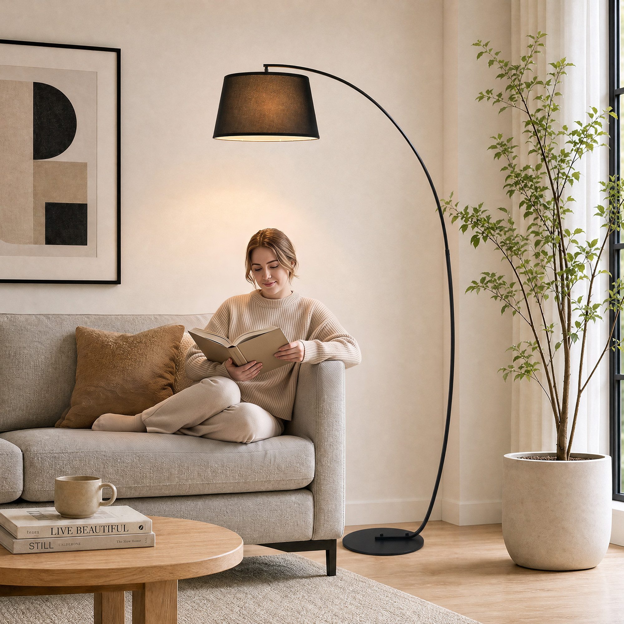 HOMCOM Stehlampe Wohnzimmer Stehleuchte mit Lampenschirm aus Stoff, Fußschalter, ohne Leuchtmittel, mit Metallständer für Schlafzimmer, …