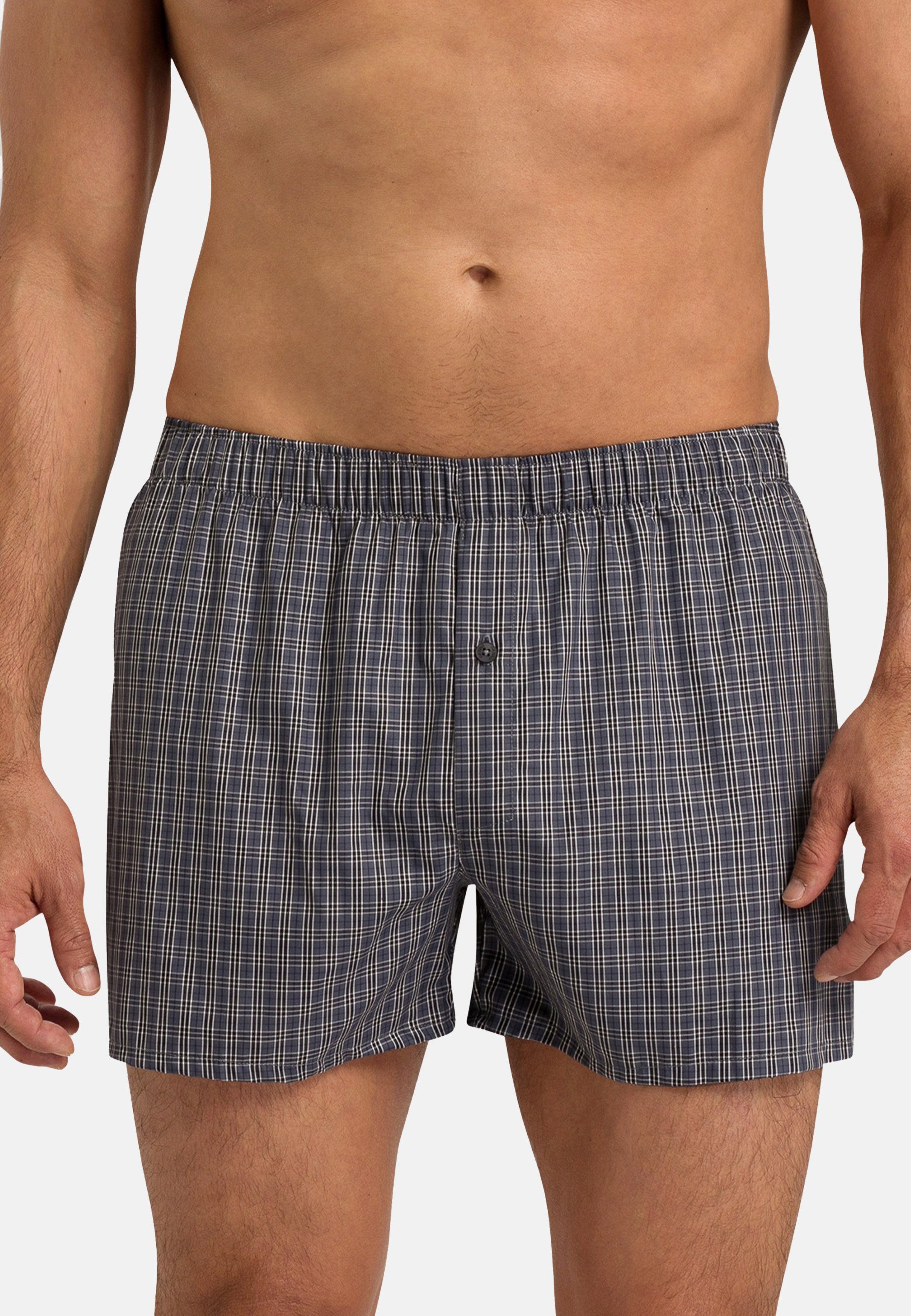 Passgenau Eingriff durch Fancy Boxershorts Woven - (1-St) Baumwolle Mit Grey - - Gummizug Boxershort Check Hanro