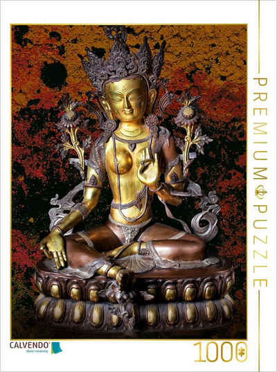 CALVENDO Puzzle CALVENDO Puzzle Grüne Tara, der weibliche Buddha des Mitgefühls 1000 Teile Lege-Größe 48 x 64 cm Foto-Puzzle Bild von Bernd Maertens, 1000 Puzzleteile