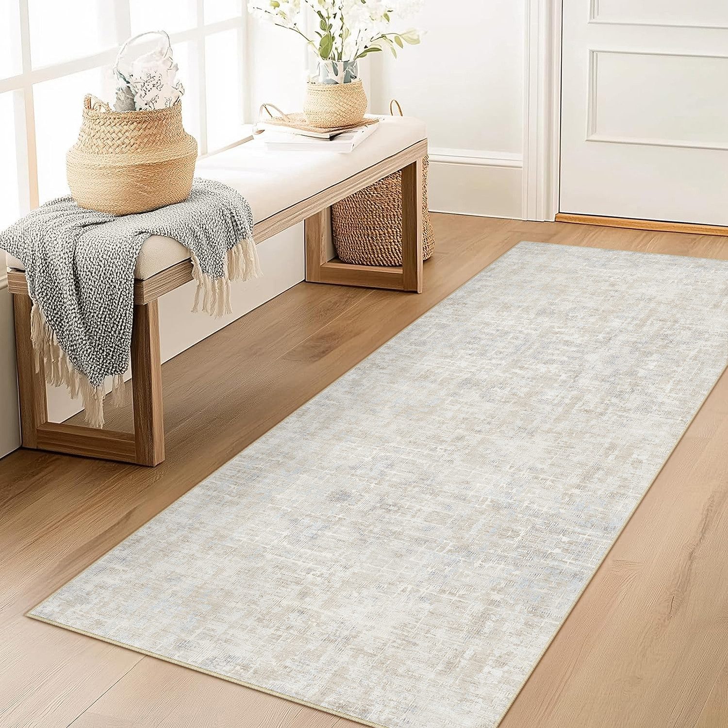 PURECOZY Teppich kurzflor, Wohnzimmerteppich, rutschfester Teppich, Abstrakter Stil, rechteckig, Höhe: 6.1 mm, geeignet für verschiedene Innenräume, 60x180cm