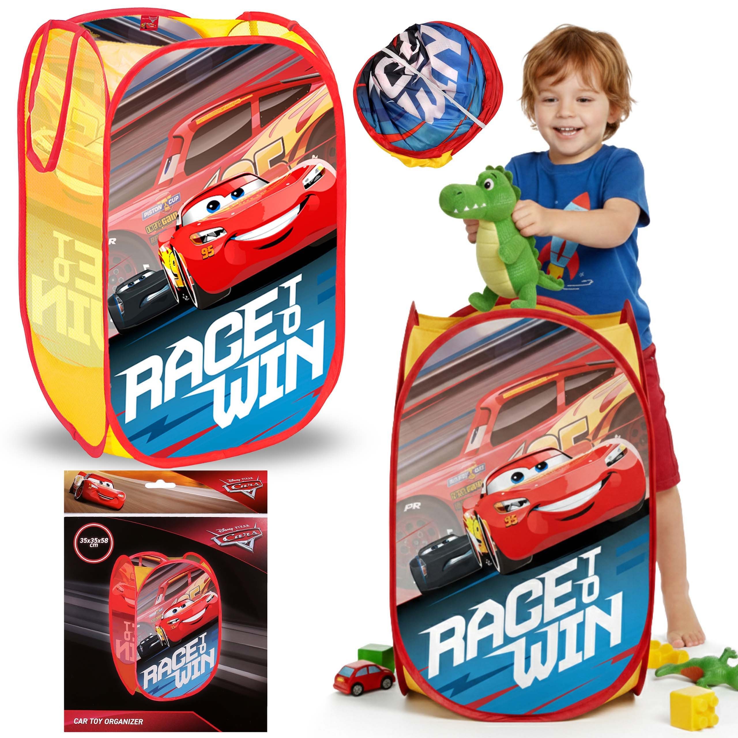 Disney Cars Spielwerkzeugtasche DISNEY CARS Faltbarer Spielzeugkorb, geräumig 70 L Kinderzimmer