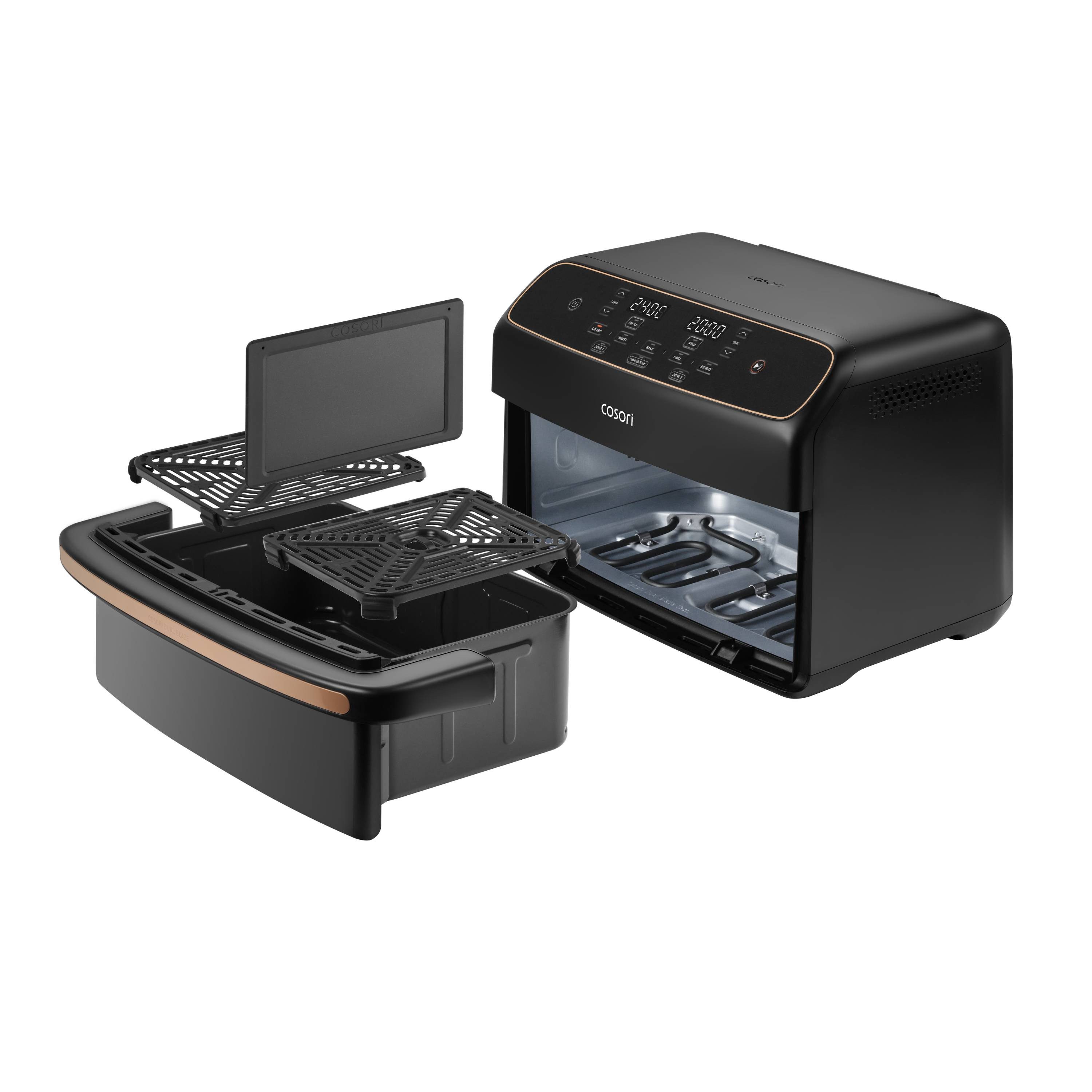 Cosori Heißluftfritteuse Dual Blaze TwinFry™ Compact CAF-TF801-CEUR 8,6-Liter Airfryer, Flex-Zone, 20 Rezepte, 2700 W, Dual Blaze™ Technologie, MATCH- & SYNC-Funktion, Keramikbeschichtung