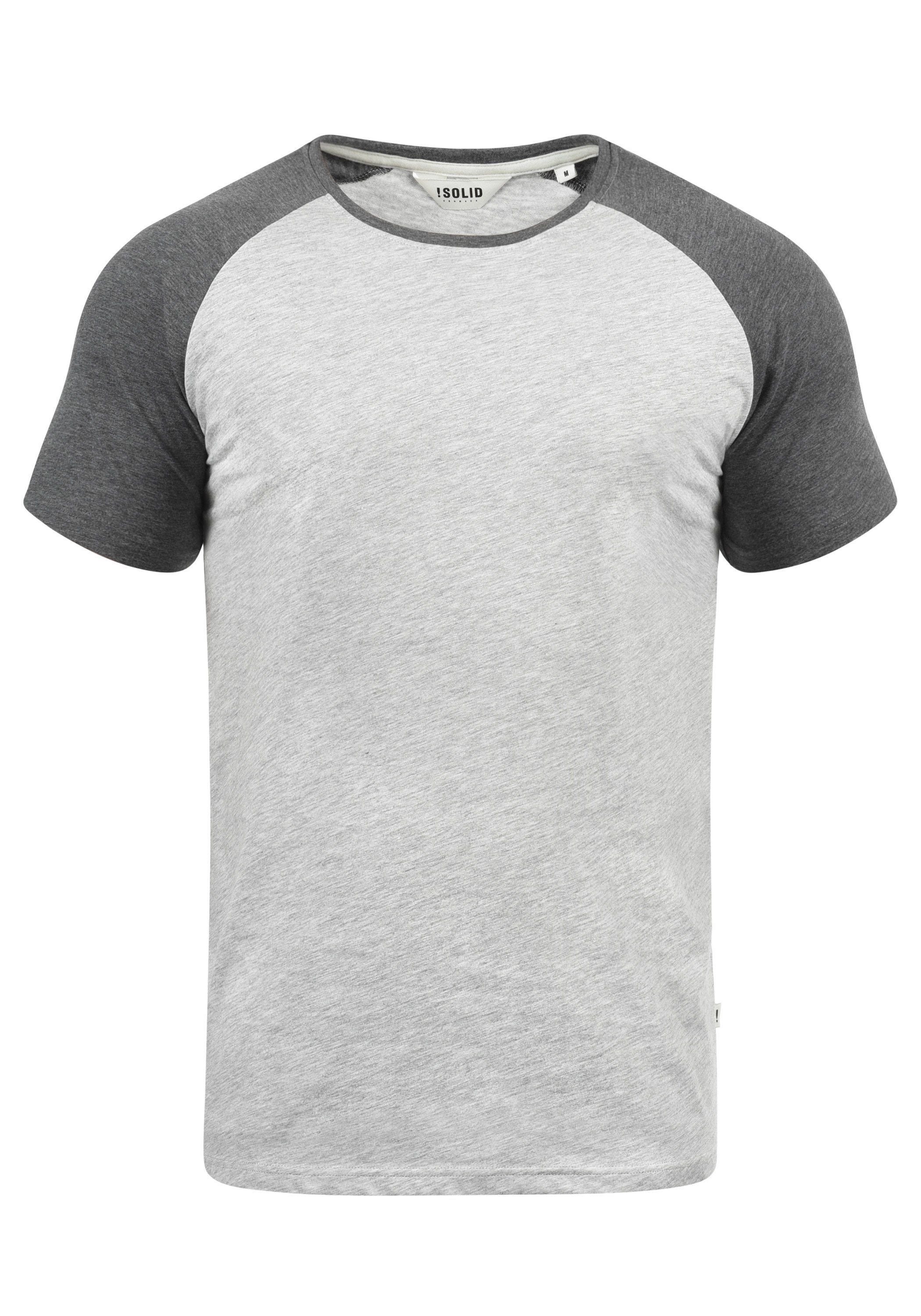 !Solid Rundhalsshirt SDBastian Kurzarmshirt im Baseball-Look Light Grey Melange (8242) | T-Shirts