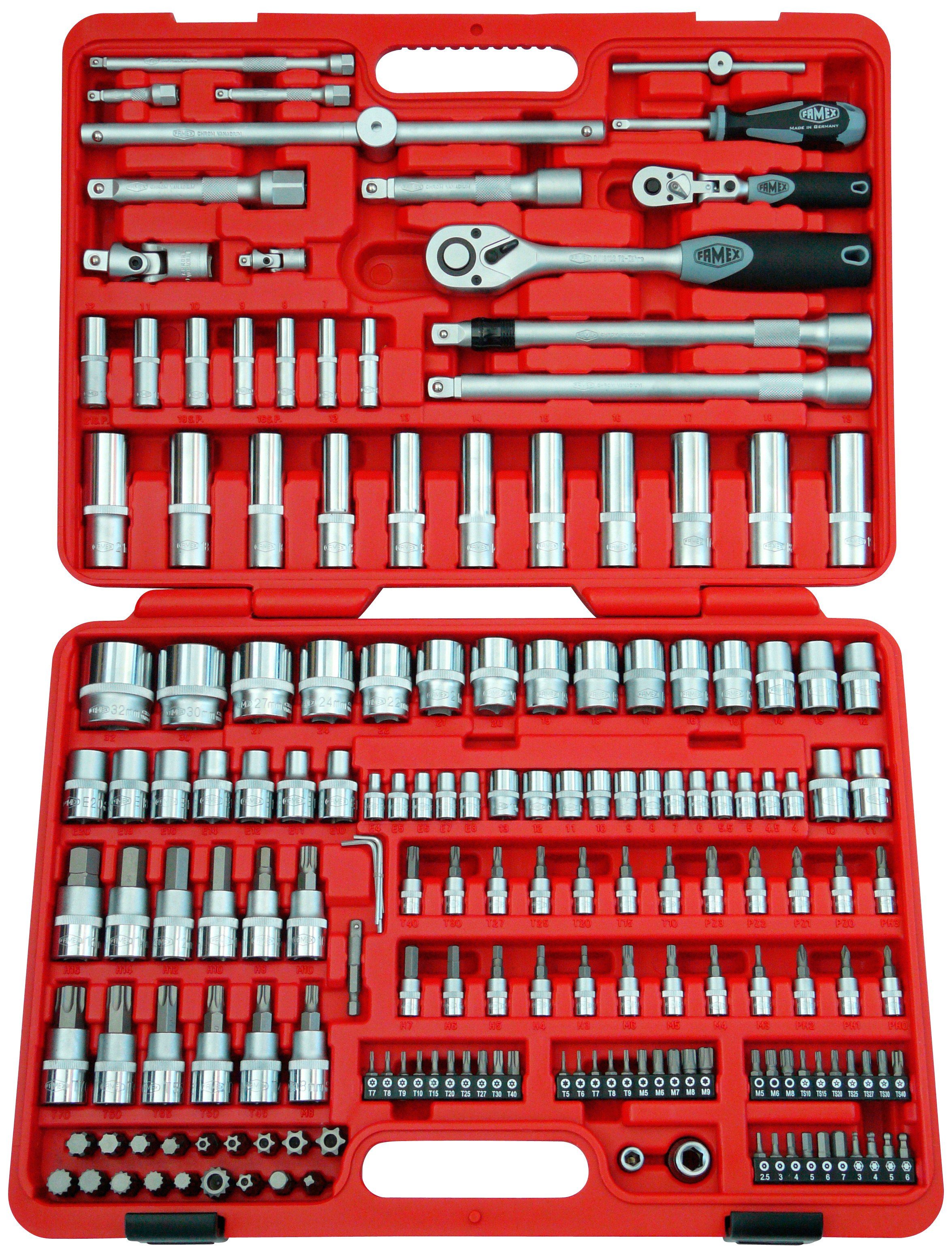 FAMEX Werkzeugset 525-SD-21, 172-tlg., im Werkzeugkoffer | Werkzeug-Sets