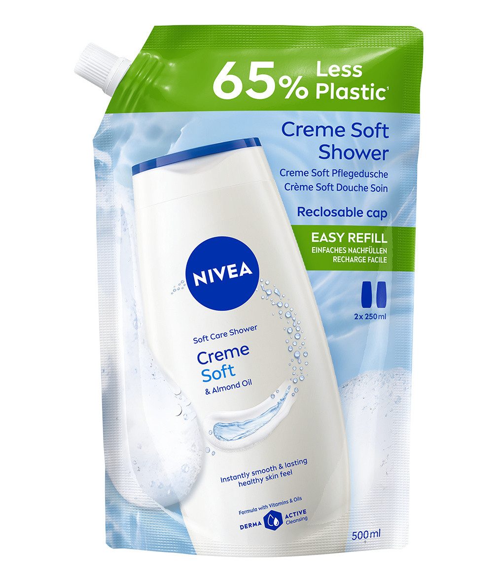 Nivea Duschgel NIVEA Dusche Nachfüllbeutel Creme Soft 4 x 500ml, 4-tlg.