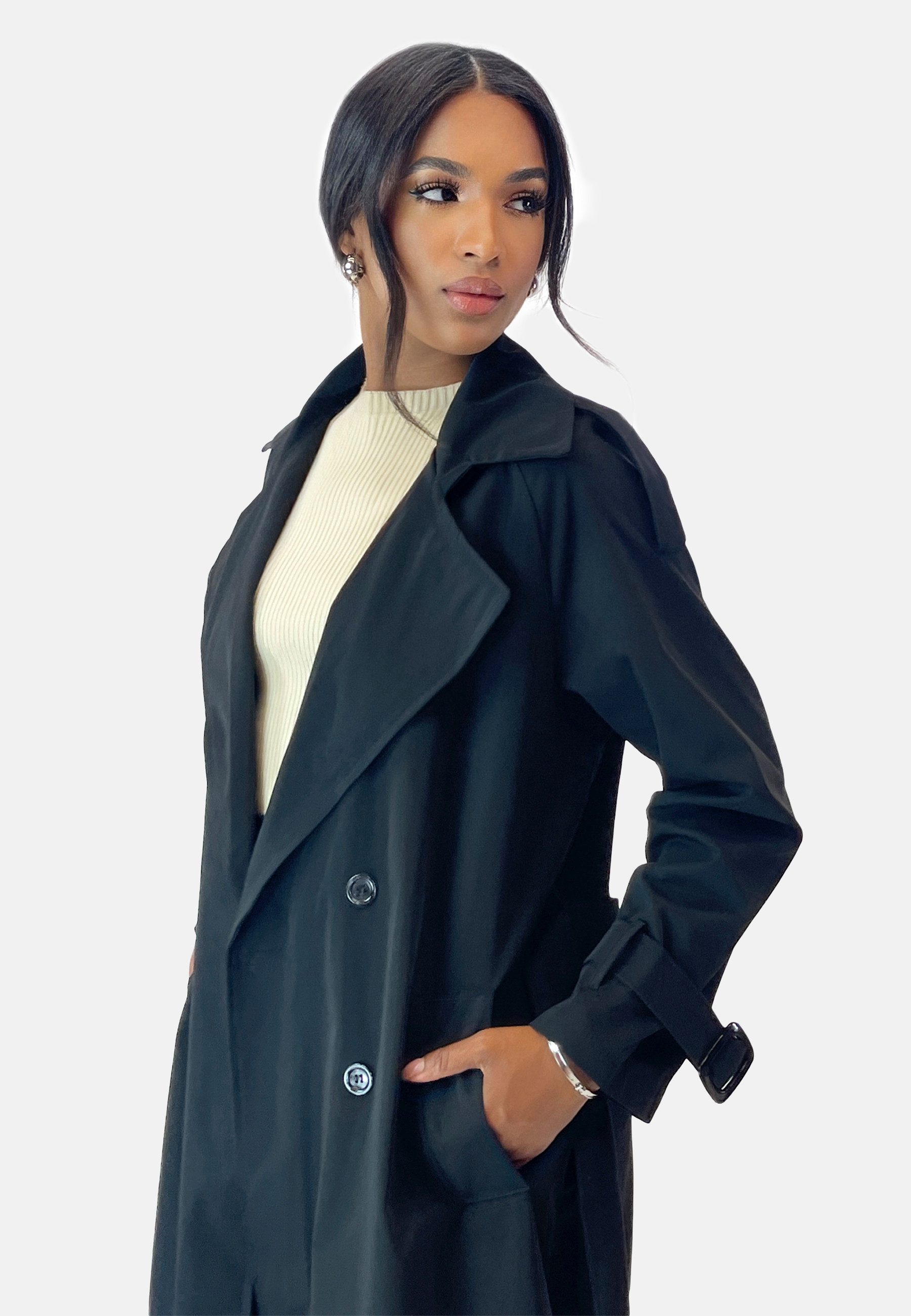 Elara Lederimitatmantel Elara Damen Trenchcoat (1-tlg) günstig online kaufen