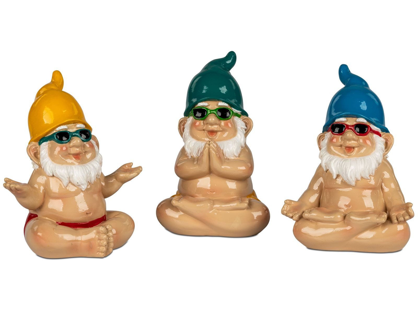 formano Gartenzwerg 3er Set Gartenzwerge Yoga Figuren 17 cm aus Kunststein handbemalt