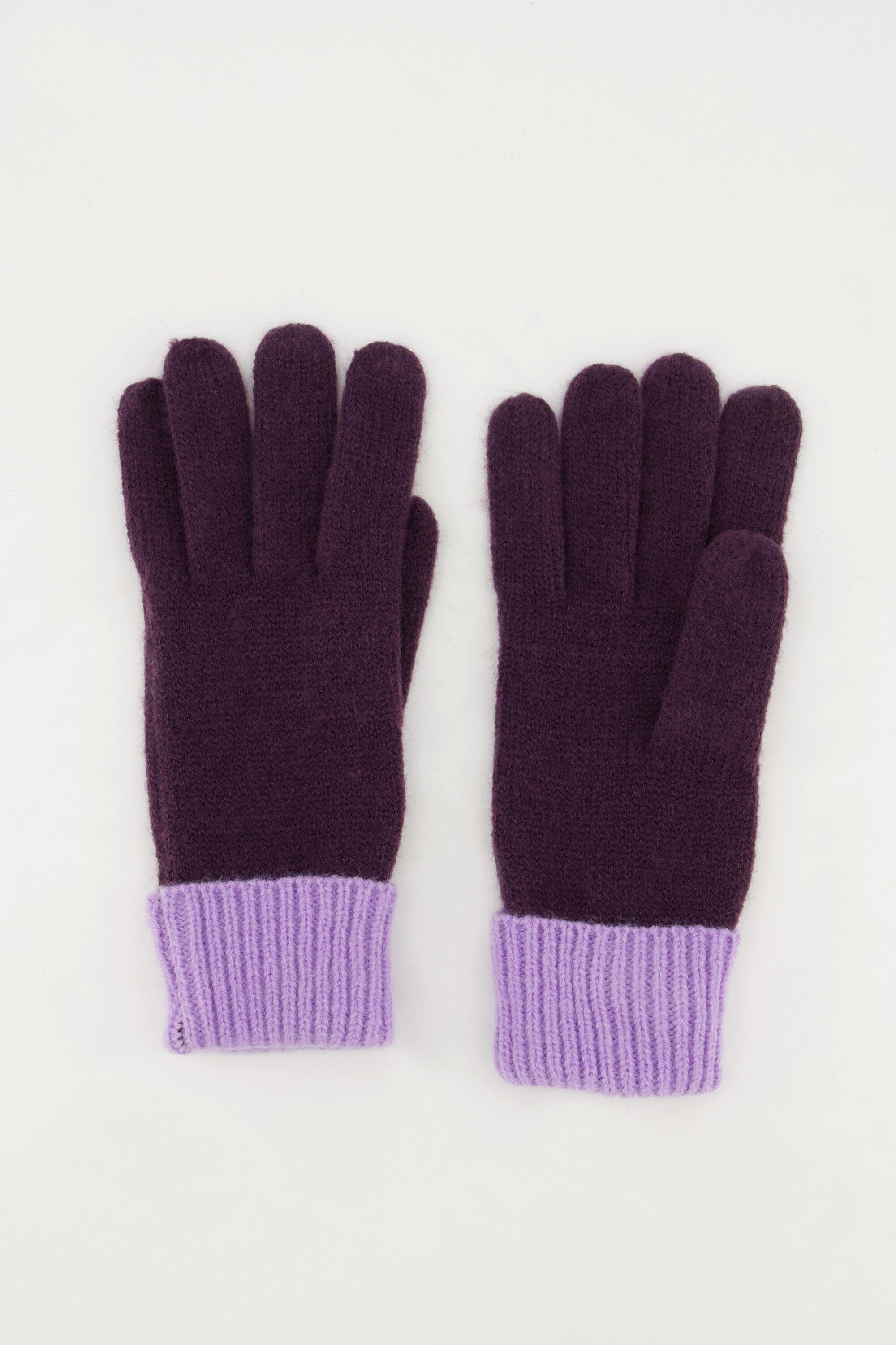 Ulla Popken Baumwollhandschuhe Handschuhe farbige Bündchen weicher Strick günstig online kaufen