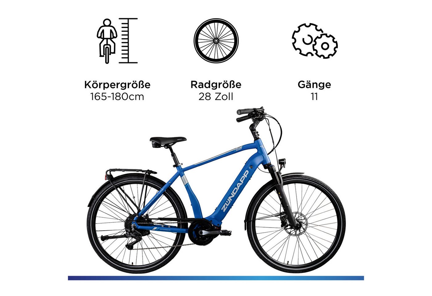 Thumbnail - Zündapp E-Bike Trekkingrad X500, 11 Gang Shimano Deore Schaltwerk, Kettenschaltung, Mittelmotor, 500 Wh, Pedelec, Elektr...