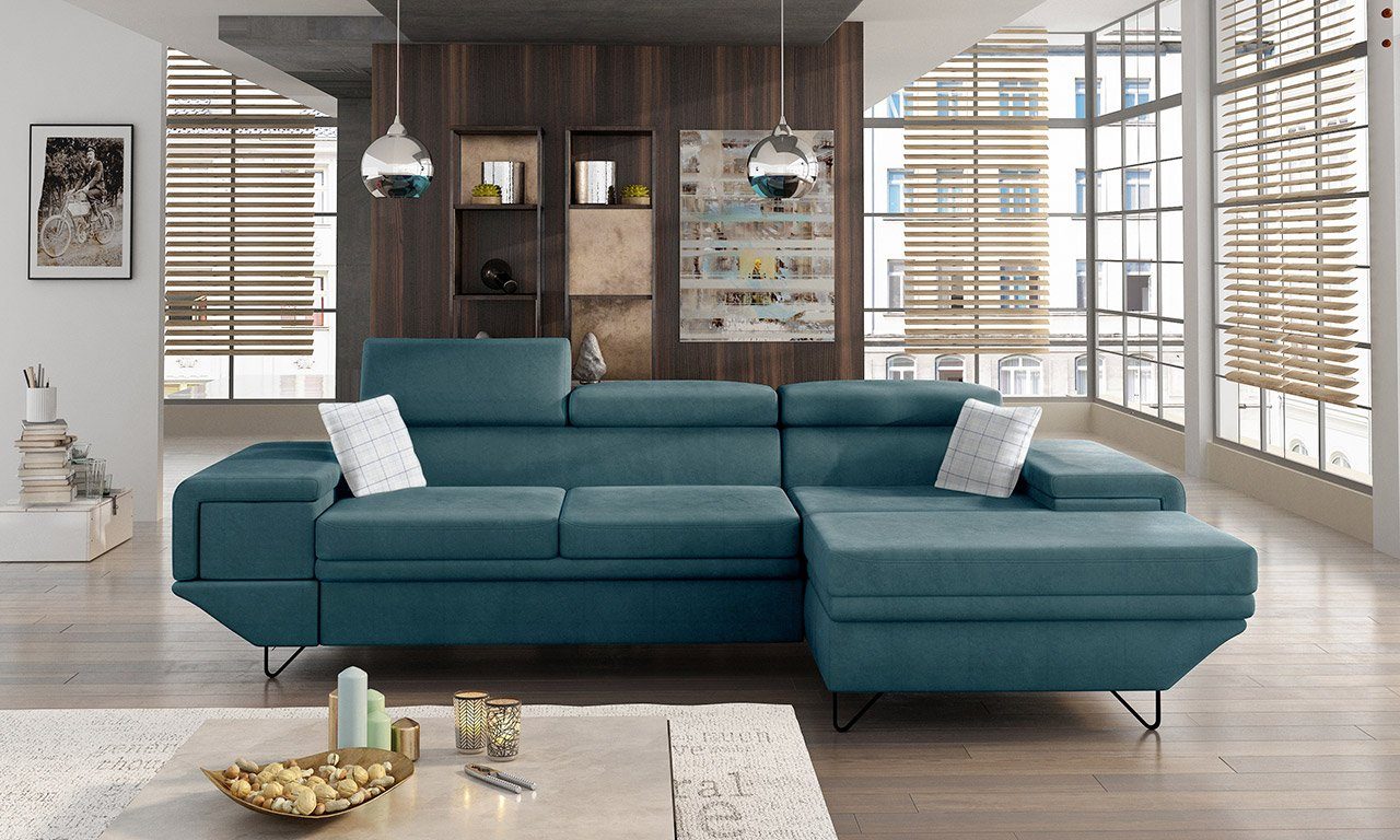 MIRJAN24 Ecksofa Benito, mit Schlaffunktion und Bettkasten, L-Form Sofa für Wohnzimmer, Wohnlandschaft | Ecksofas