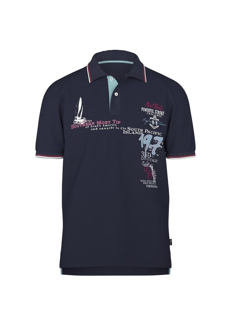 Trigema Poloshirt TRIGEMA Polo Shirt mit Maritimem Print (1-tlg)