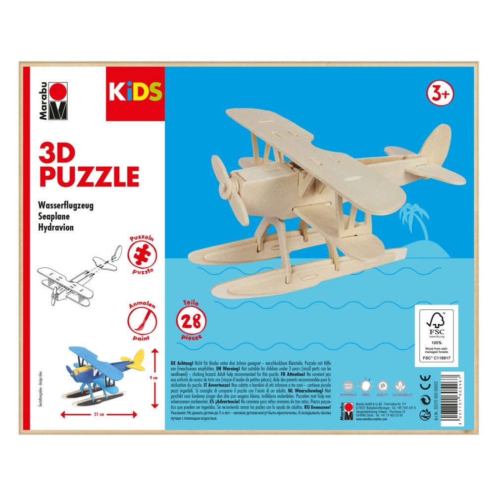 Marabu 3D-Puzzle Marabu KiDS 3D Puzzle Wasserflugzeug, Puzzleteile