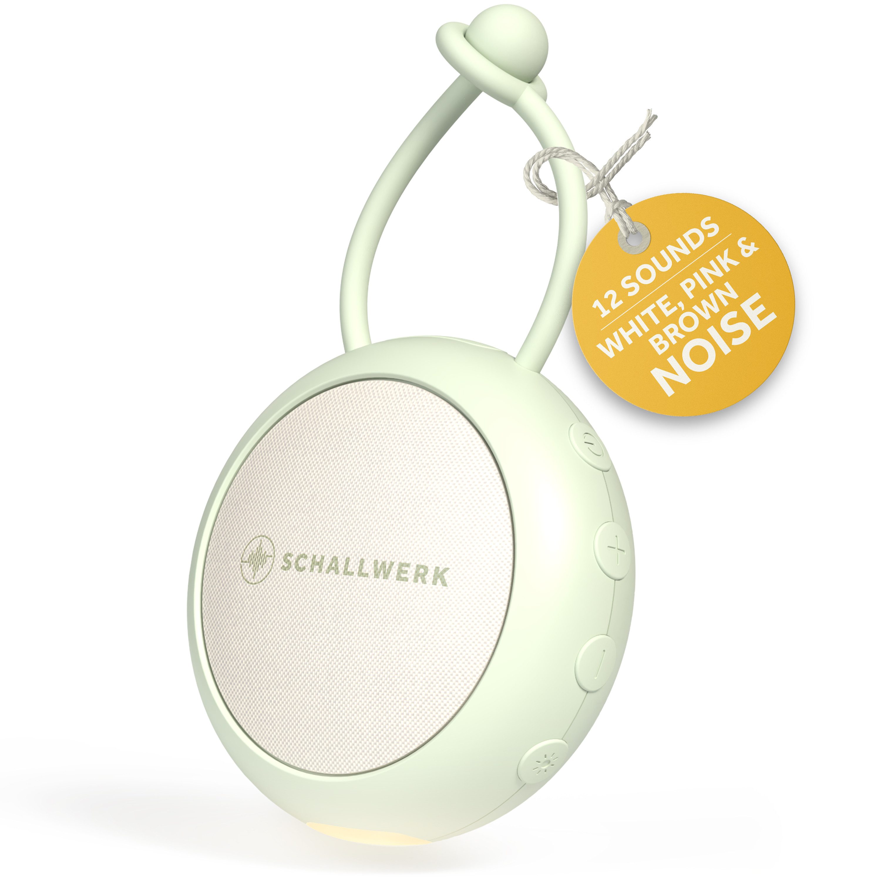 Schallwerk Einschlafhilfe White Noise Machine Babys und Erwachsene Einschlaf- und Durchschlafhilfe (tragbar, Nachtlicht, lange Akku Laufzeit, Timer, Schlaufe)