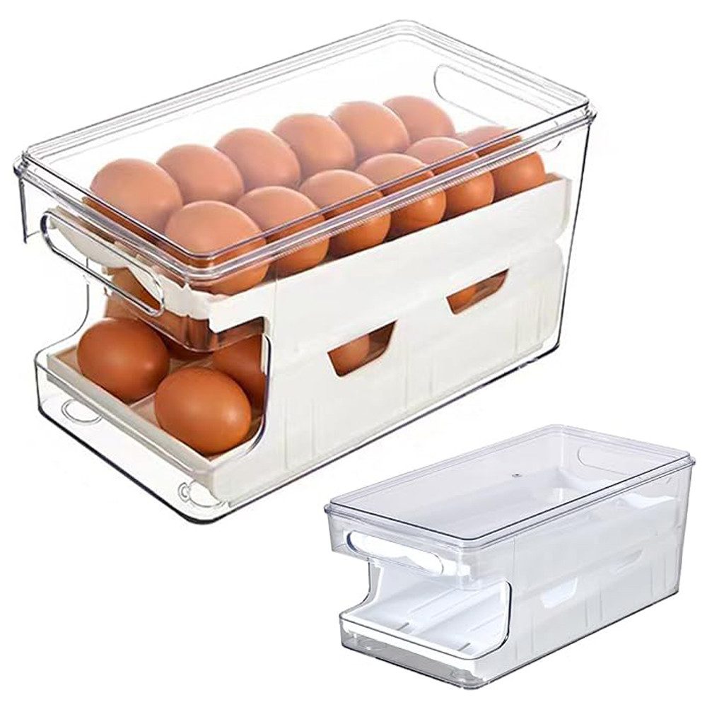 NUODWELL Eierkorb Eierhalter Kühlschrank,Automatisch Rollender Eierspender für Lagerung