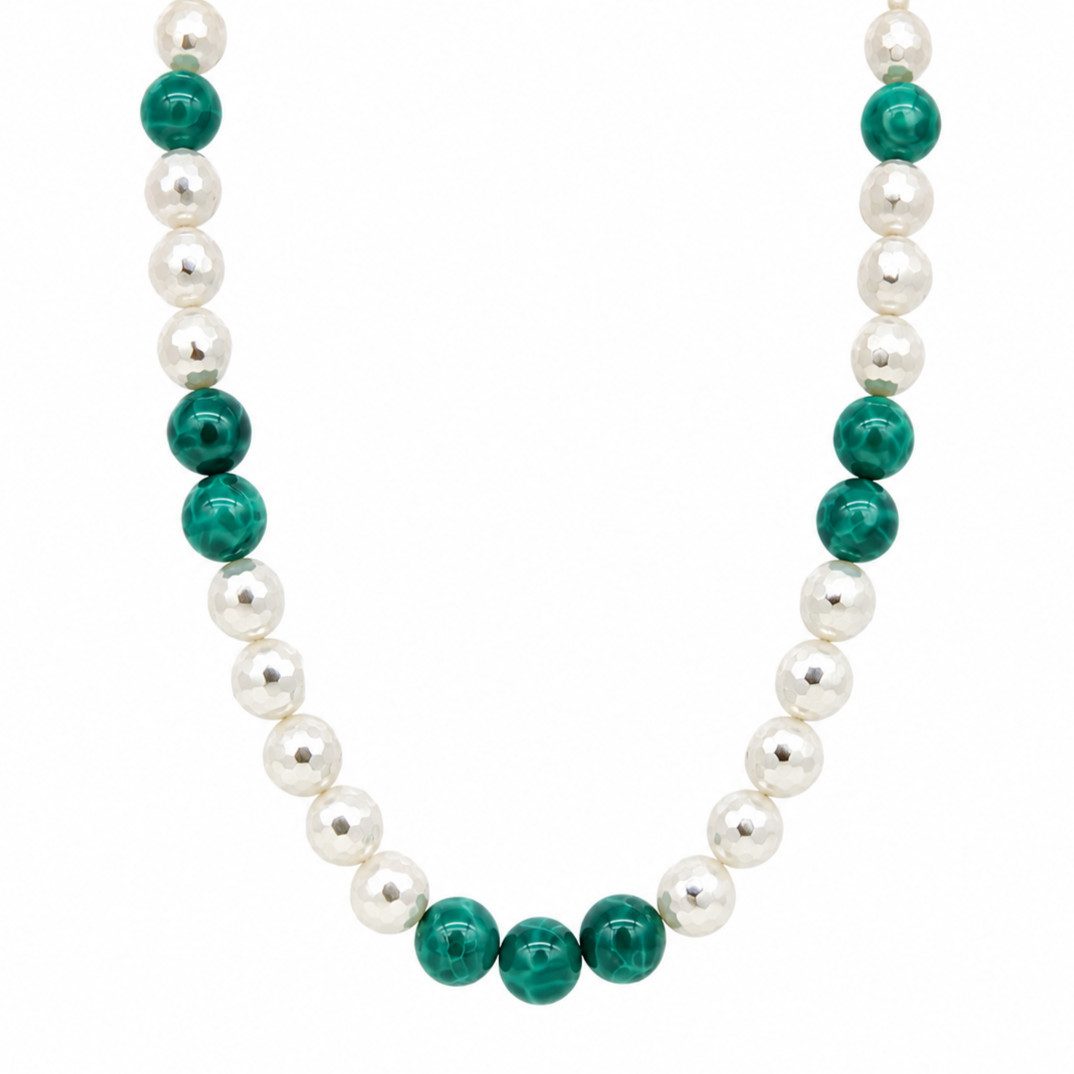 Sogni d'oro Collier "Grünkomposition" mit Feuerachat und Aragonit, Silber 925