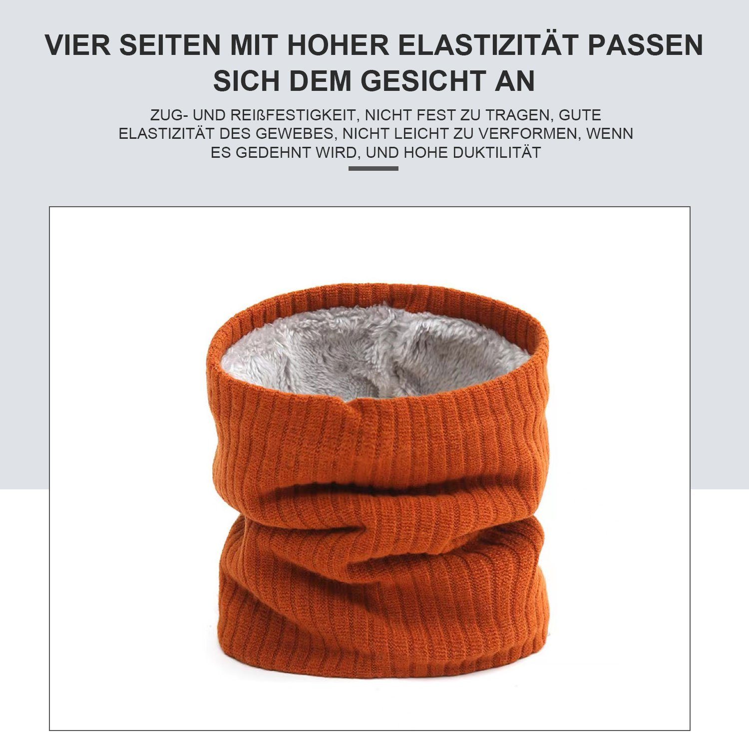 Winter Halswärmer (1-St) Strickschal Röhrchenschal, Fleece MAGICSHE Orange gefüttertes