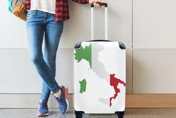 MuchoWow Handgepäckkoffer Karte - Italien - Flagge, 4 Rollen, Reisetasche mit rollen, Handgepäck für Ferien, Trolley, Reisekoffer