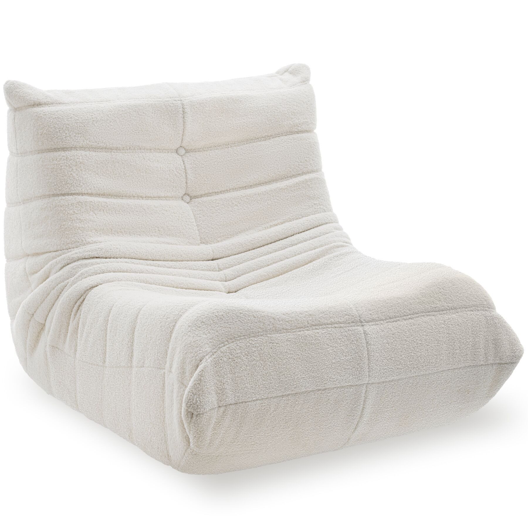 tectake Relaxsessel Wohnlicher Sessel, hochdichter Premiumschaumstoff (Lesesessel Logo, in Bouclé creme), rutschfeste Unterseite, formstabil, strapazierfähig von TECTAKE