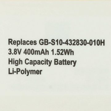 vhbw Ersatz für Sony GB-S10-432830-010H für Akku Li-Polymer 400 mAh (3,8 V)