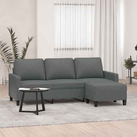vidaXL Sofa 3-Sitzer-Sofa mit Hocker Dunkelgrau 180 cm Stoff