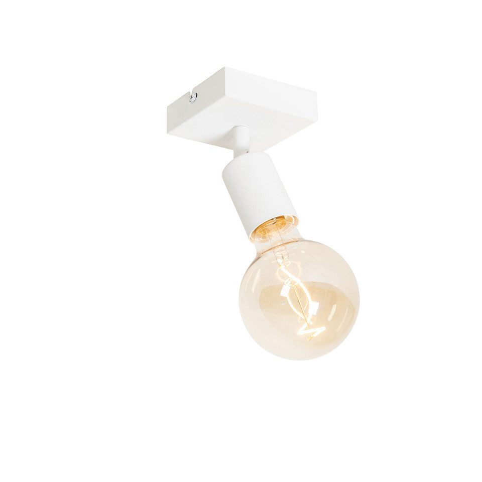 Qazqa LED Aufbaustrahler Facil, ohne Leuchtmittel, Warmweiß, QAZQA Aufbau­spot, e27, Weiß, Stahl, Modern