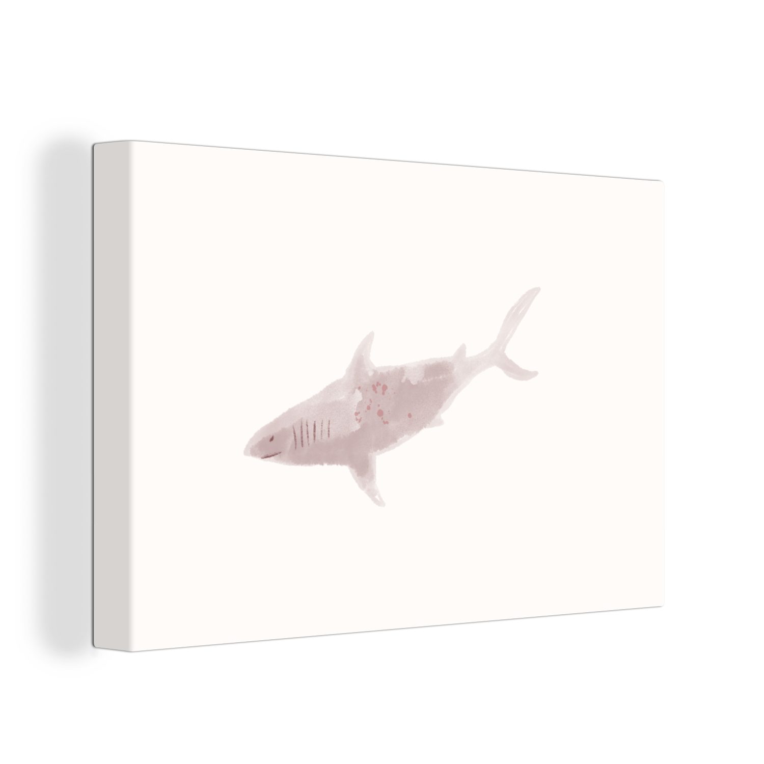 OneMillionCanvasses® Leinwandbild Hai - Raubtiere - Aquarell, (1 St), Wandbild Leinwandbilder, Aufhängefertig, Wanddeko, 30x20 cm