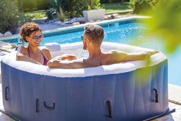 JUNG Whirlpool CHAMPION aufblasbarer Whirlpool Outdoor Set, beheizt, 6 Pers 185x185cm, (Sprudelbad, Pool, Aufblasbar, Badewanne, Bubble Spa, Terrasse, mit Filterkartusche, 6 Personen, Außenbereich, Garten, Sommer), Winterfest Komplett Set, Spa Pool, Selbstaufblasend, Bubble Wellness