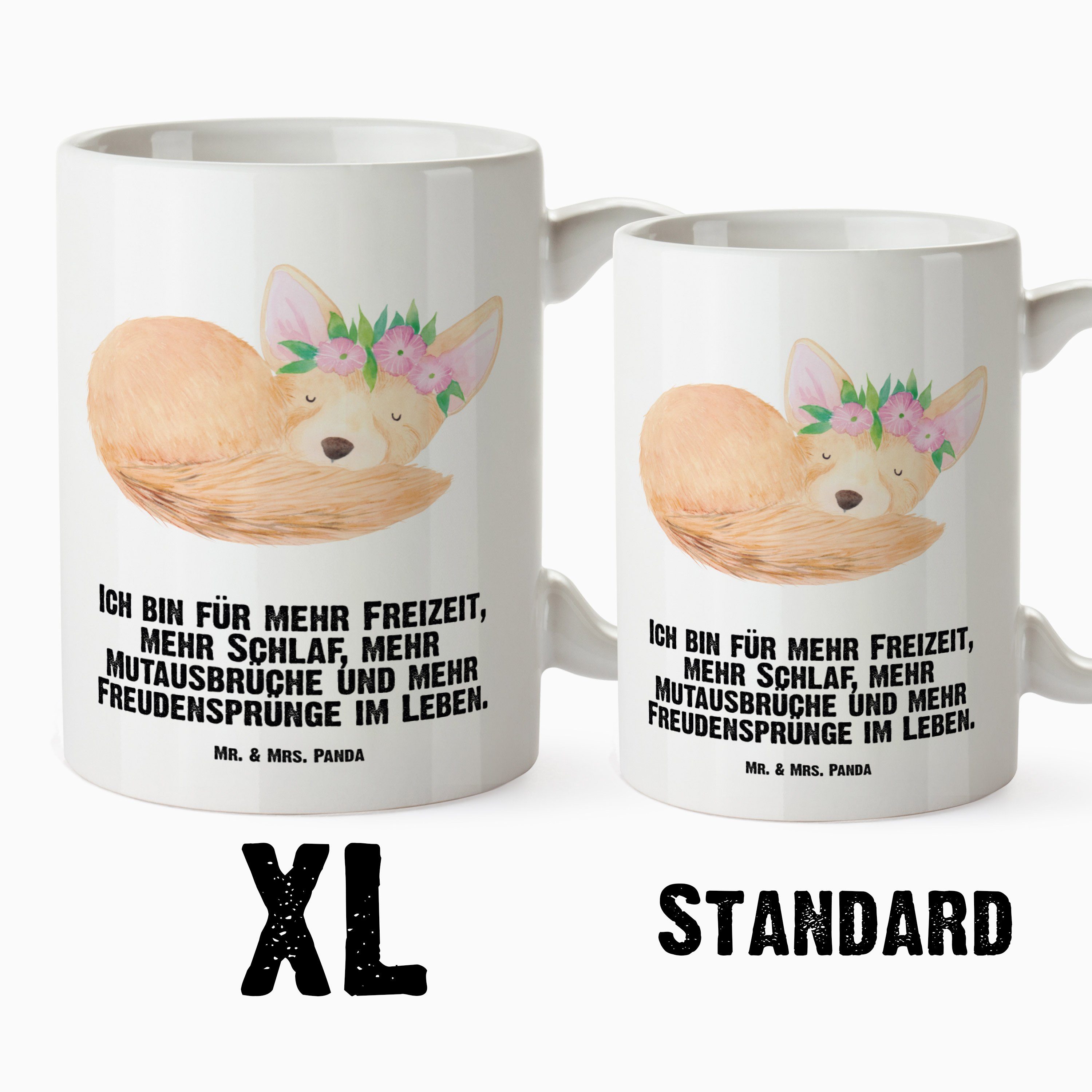 Keramik Panda Grosse Tasse - & Mr. - Mrs. Blumenkranz Geschenk, Afrika, XL Weiß Tasse Wüstenfuchs Kaffeetasse,