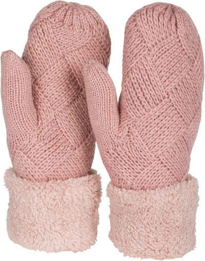 styleBREAKER Fäustlinge Strickhandschuhe Fäustlinge mit Rauten Muster und Fleece