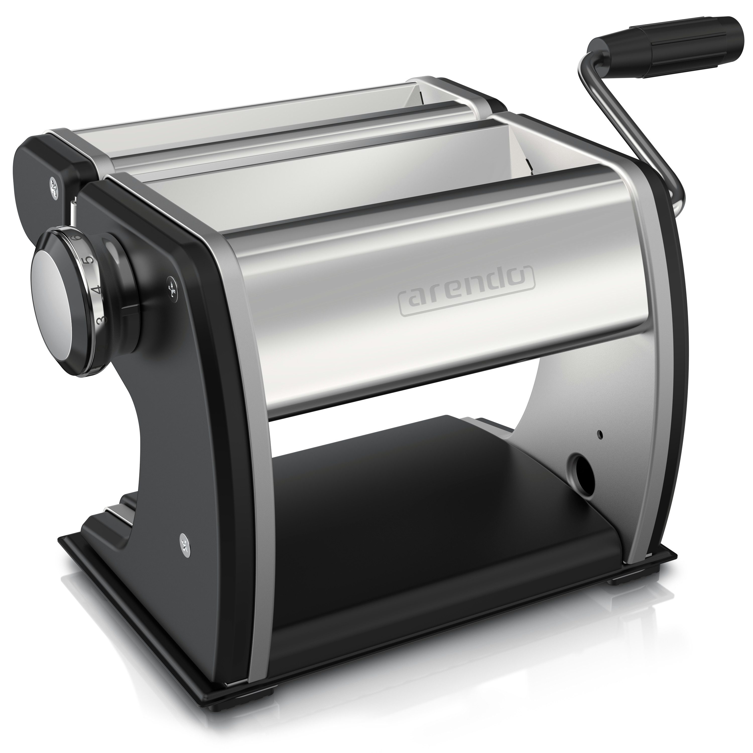 Arendo Nudelmaschine Manueller Edelstahl Pasta Maker, Nudelpresse, 7 einstellbare Stärken, Duplexvorsatz für Spaghetti, Tagliatelle, Lasagne - 2mm und 6,5mm