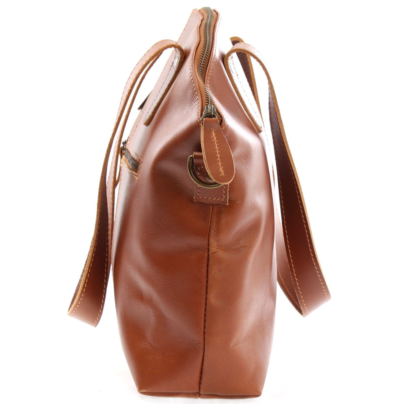 LECONI Schultertasche Shopper Damen Handtasche Ledertasche Henkeltasche Echt Leder LE0060, Echtleder – Henkel & langer Trageriemen – 33×30×10 cm – Bild 2 von 5