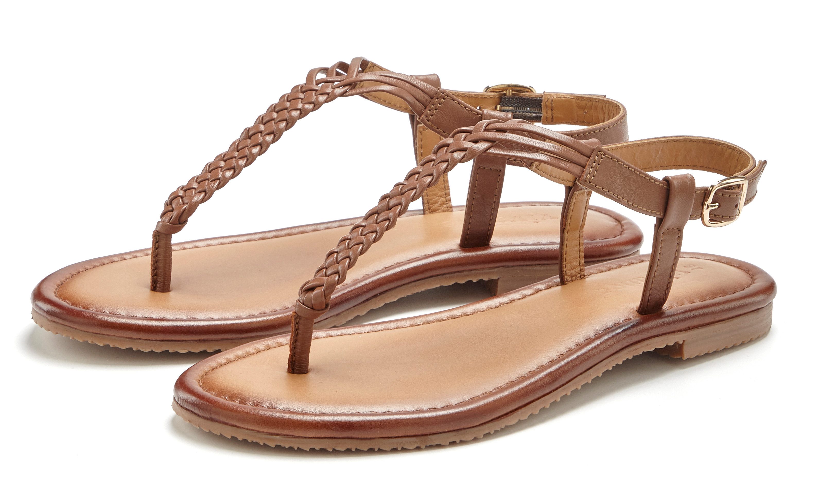 Vivance Zehentrenner Sandalette, Sommerschuh,Sandale aus Leder mit Flecht-Optik. € 59,99