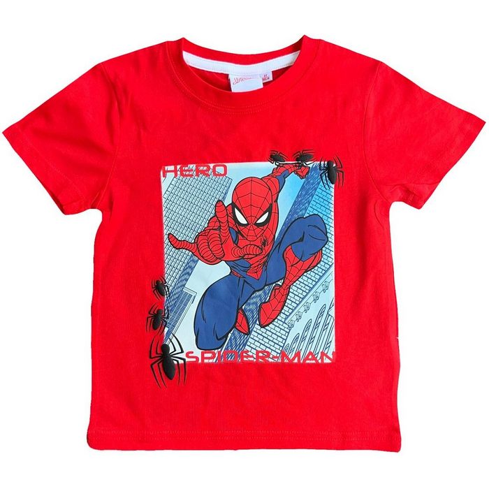 Spiderman Print-Shirt Spiderman Kinder T-Shirt weiß + rot 98 104 110 116 128