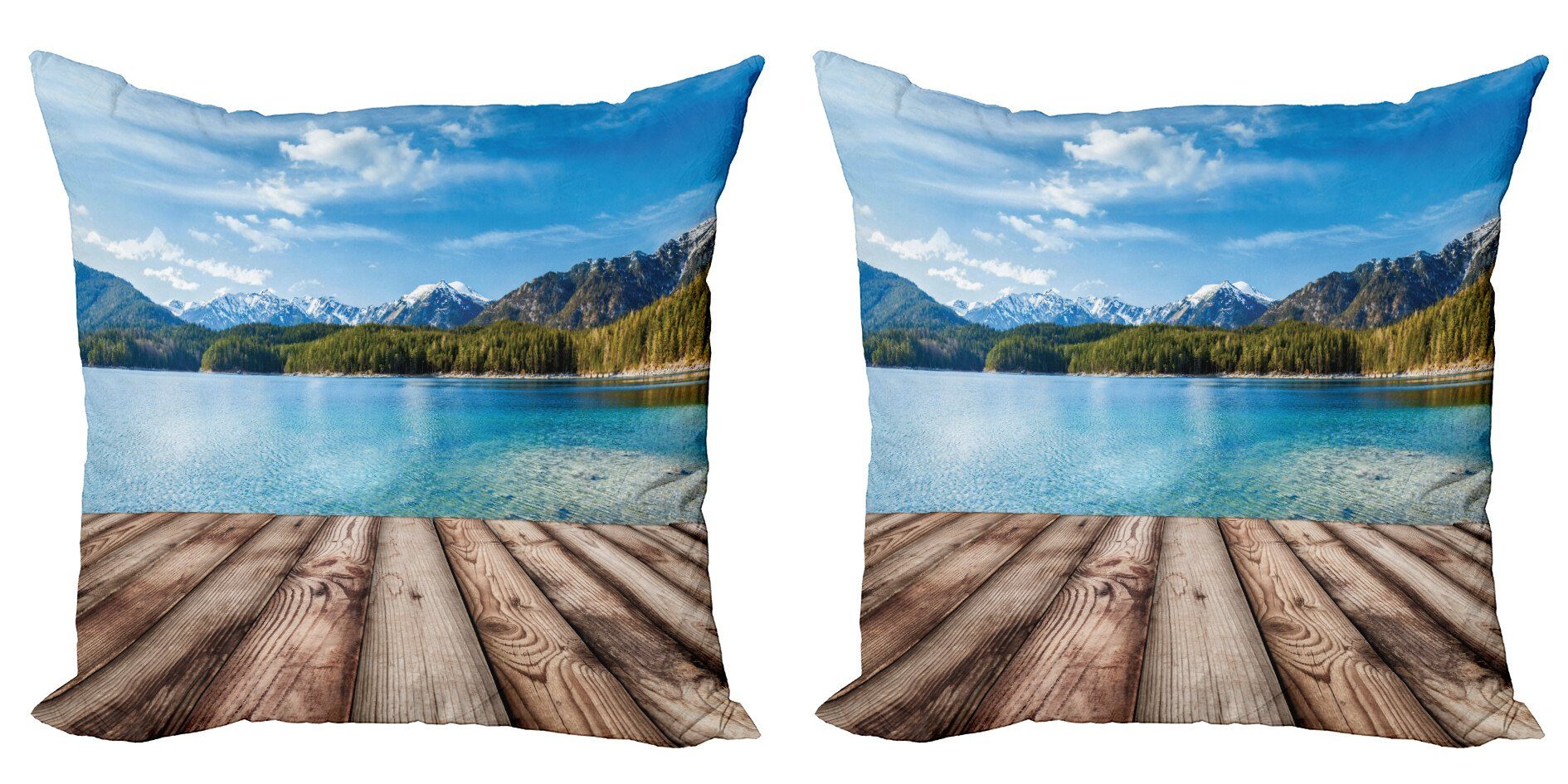 Berg (2 Lake Modern Doppelseitiger Forest Kissenbezüge Accent Stück), Abakuhaus Berg Digitaldruck,