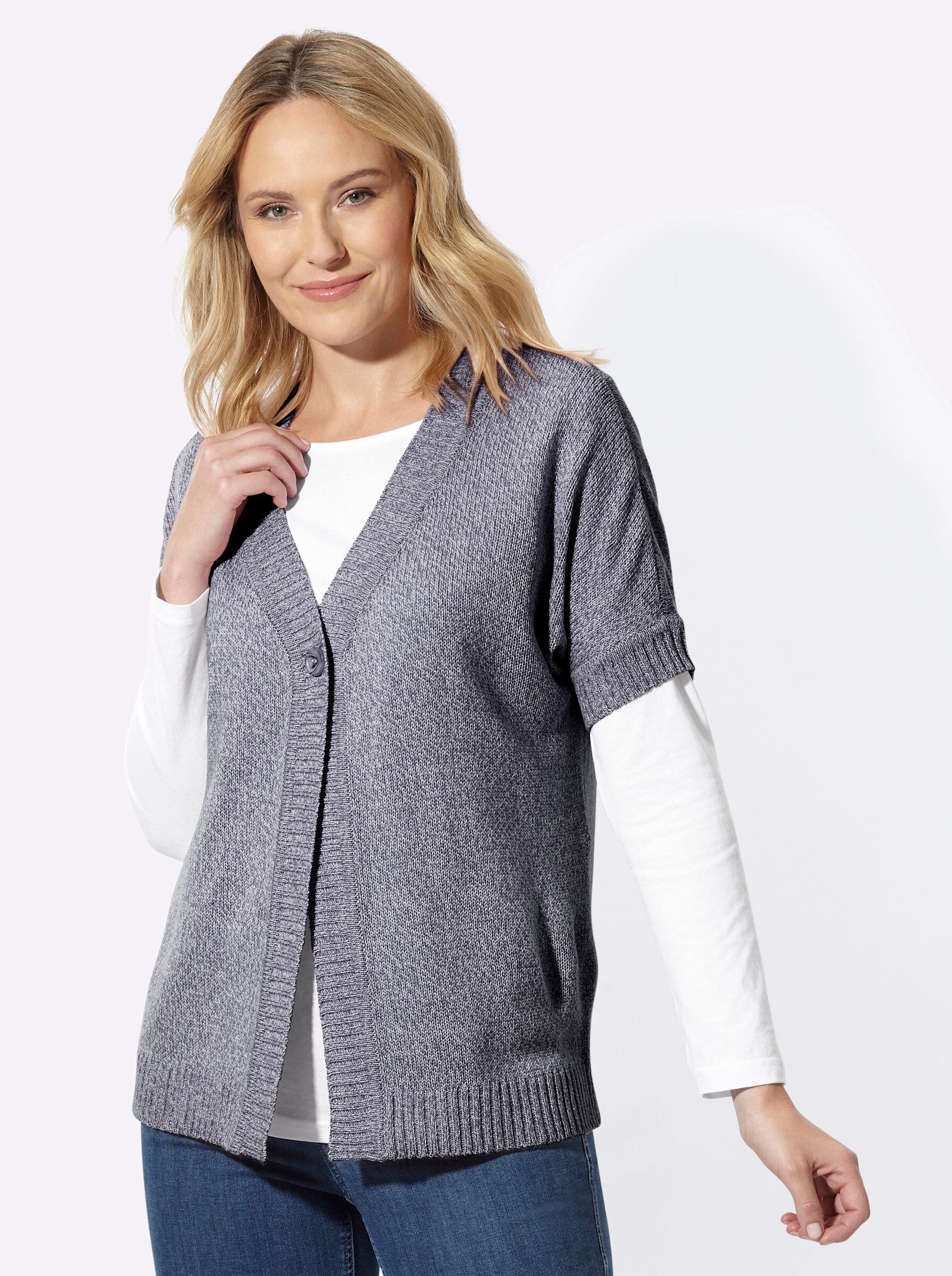 Sieh an! Strickjacke Strickjacke Kurzarm Jersey