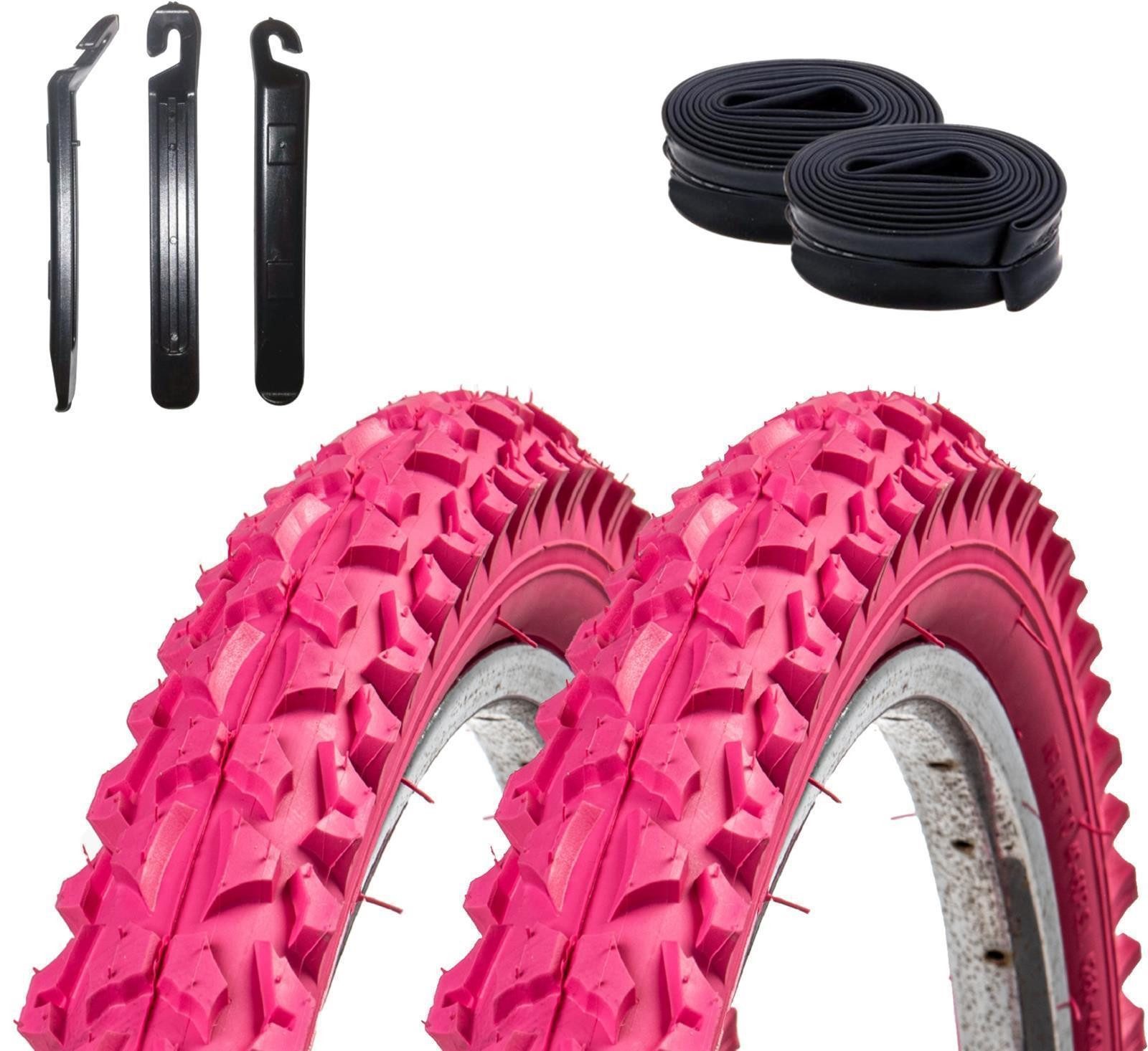 maxxi4you Fahrradreifen 2 x Roverstone 24 x 2,125 (57-507) Rosa + 2 DV inkl. Reifenheber