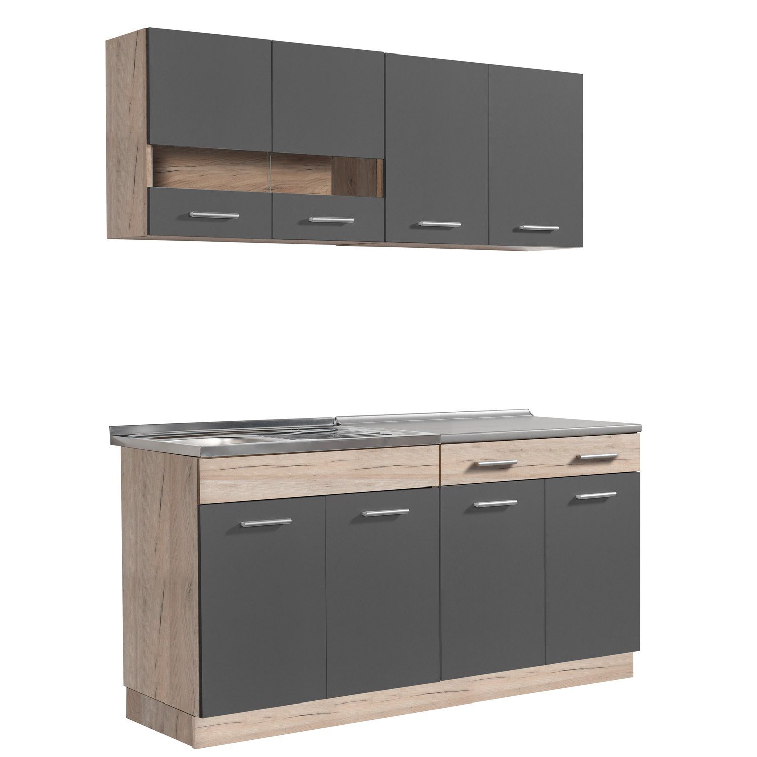 Homestyle4u Küchenzeile 160 cm ohne Geräte günstig online kaufen