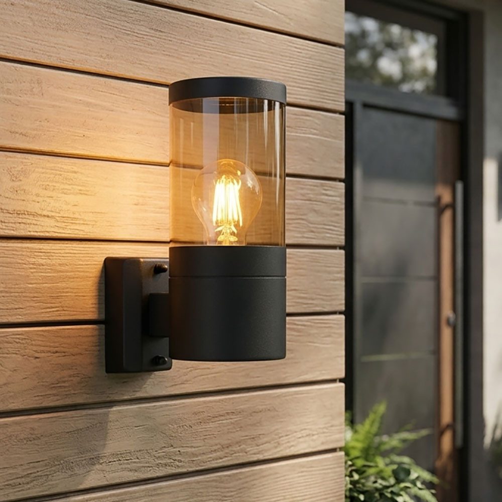 GLOBO LIGHTING Außen-Wandleuchte, Leuchtmittel nicht inklusive, Warmweiß, Außenwandlampe Fassadenleuchte Terrassenlampe Edelstahl rauch H 24 cm