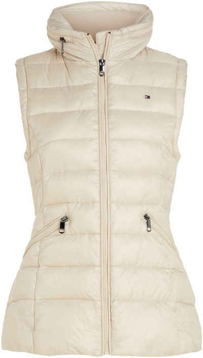 Tommy Hilfiger Steppweste MW PADDED GLOBAL STRIPE VEST mit versteckter Kapuze im Stehkragen