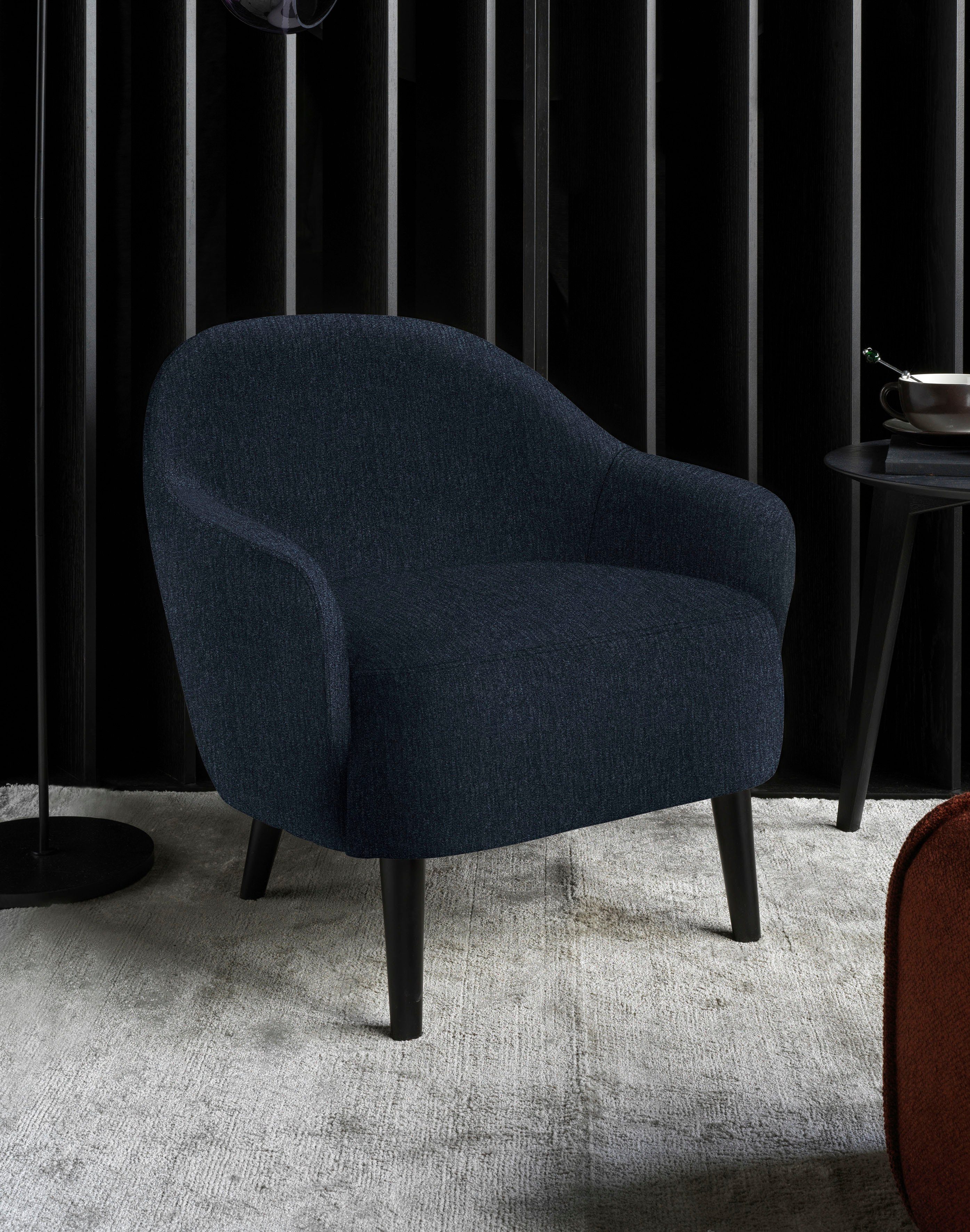 furninova Loungesessel wahlweise Design Chromfuß, blu Paloma, skandinavischen mit midnight im