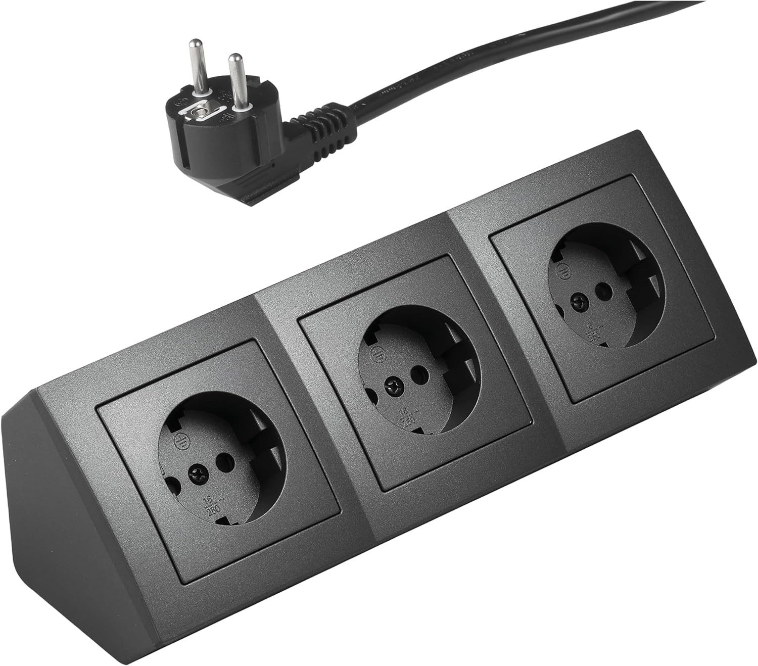 McPower Steckdosenblock Flair Ecksteckdose 3-Fach Steckdose mit Kabel Mehrfachsteckdose (Kabellänge 200 m)
