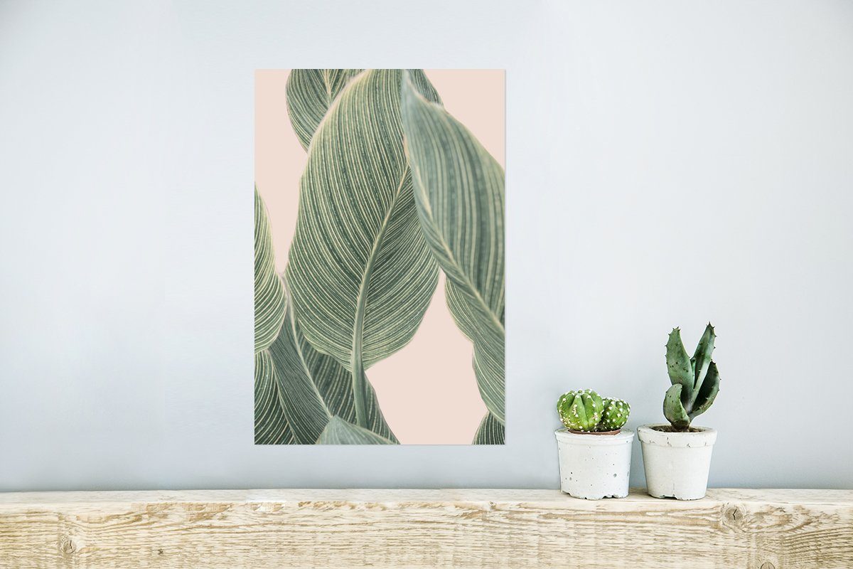 - Pflanze - MuchoWow (1 Ohne Rahmen Wohnzimmer, Beige, Wandbild, Poster für Grün Natur - Wandposter St), Poster,